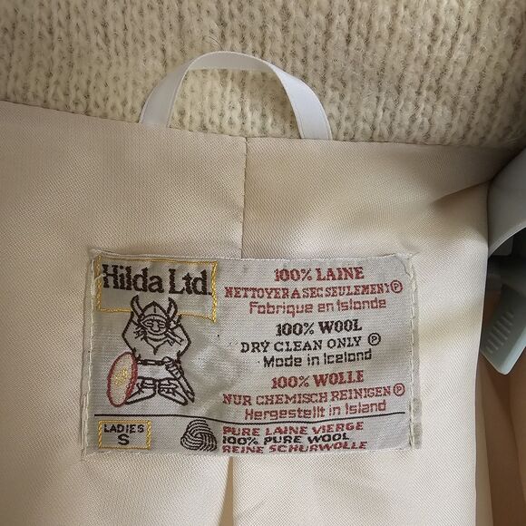 Vintage 80s Hilda Ltd Iceland Boiled Wool Maxi Long Coat Scarf Set S Nordic - Picture 9 of 14